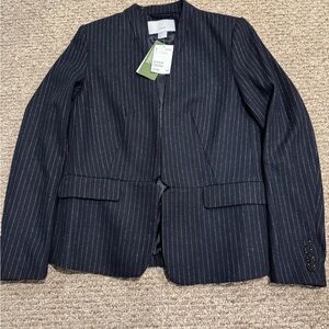 H&M WOOL BLEND Black Pinstripe Blazer P2P 18” NWT